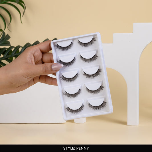 Penny False Eye Lashes | Natural Daily Wear | Vegan Cruelty-Free | Pair of 5