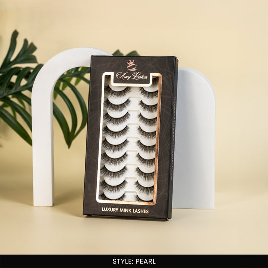 Pearl False Eye Lashes | Medium Occasion Wear | Vegan Cruelty-Free | Pair of 10