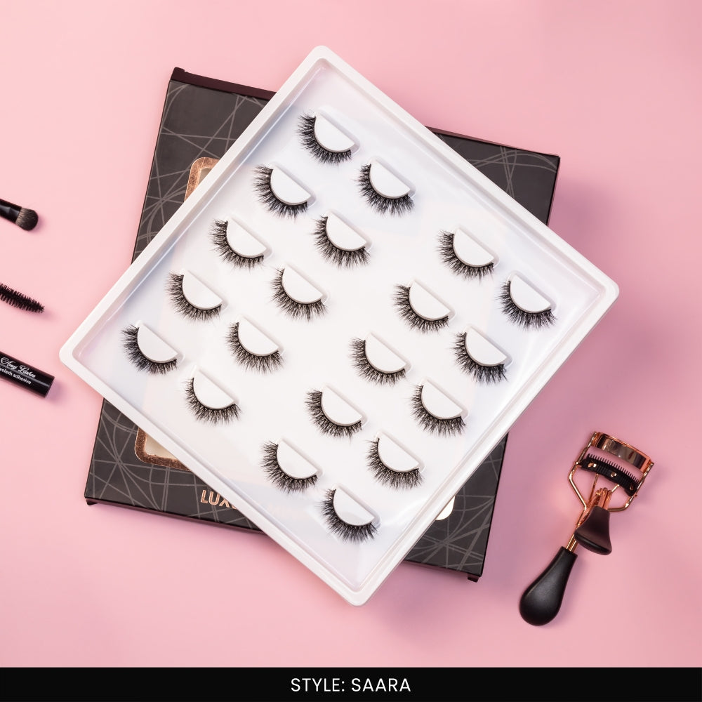 Saara False Eye Lashes | Medium Occasion Wear | Vegan Cruelty-Free | Pair of 10