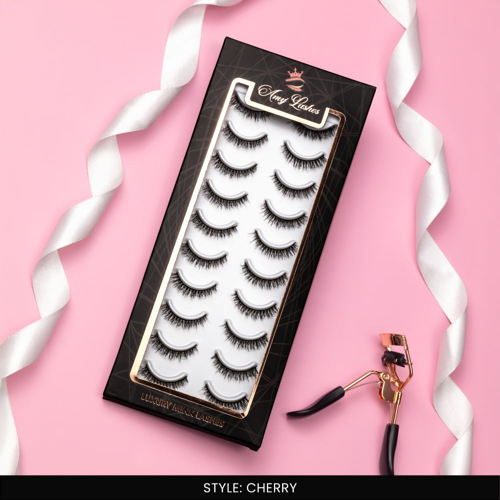 Cherry False Eye Lashes | Medium Occasion Wear | Vegan Cruelty-Free | Pair of 10
