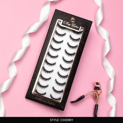 Cherry False Eye Lashes | Medium Occasion Wear | Vegan Cruelty-Free | Pair of 10