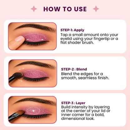 Sparkling Pink Loose Pigments | Highly Pigmented Eyeshadow Powder | Shimmer Finish