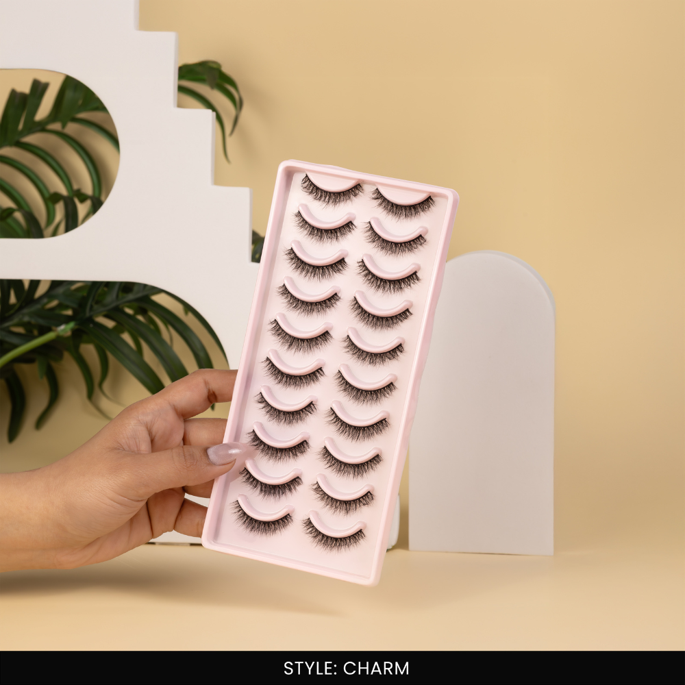 Charm False Eye Lashes | Medium Occasion Wear | Vegan Cruelty-Free | Pair of 10