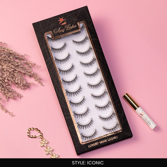 Iconic False Eye Lashes | Medium Occasion Wear | Vegan Cruelty-Free | Pair of 10