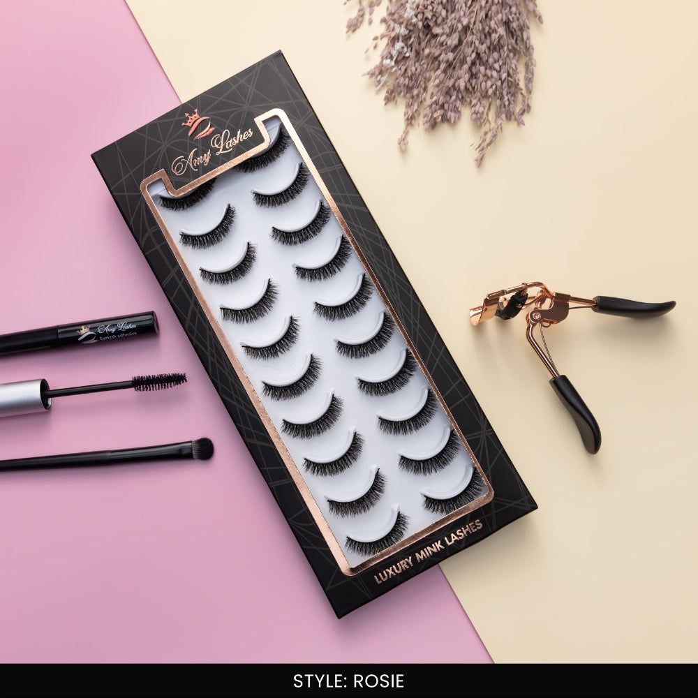 Rosie False Eye Lashes | Bold Dramatic Glam | Vegan Cruelty-Free | Pair of 10