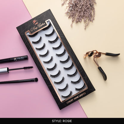 Rosie False Eye Lashes | Bold Dramatic Glam | Vegan Cruelty-Free | Pair of 10