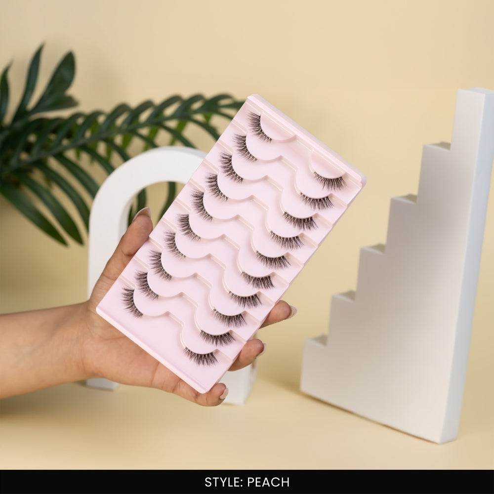 Peach False Eye Lashes | Medium Occasion Wear | Vegan Cruelty-Free | Pair of 10