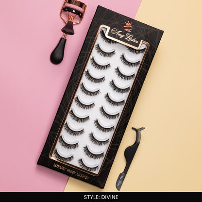 Divine False Eye Lashes | Bold Dramatic Glam | Vegan Cruelty-Free | Pair of 10