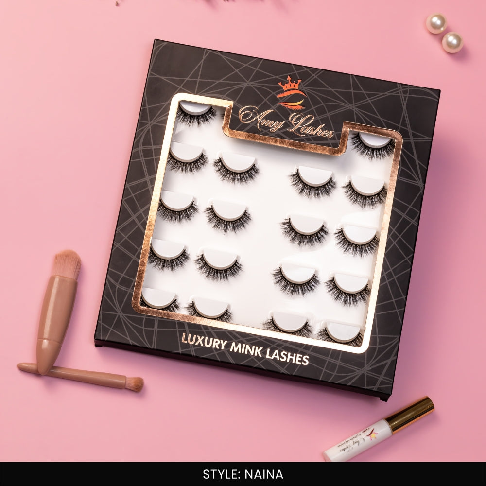 Naina False Eye Lashes | Medium Occasion Wear | Vegan Cruelty-Free | Pair of 10