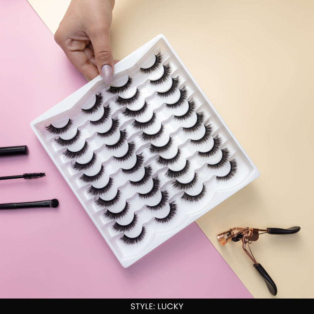 Lucky False Eye Lashes | Bold Dramatic Glam | Vegan Cruelty-Free | Pair of 20
