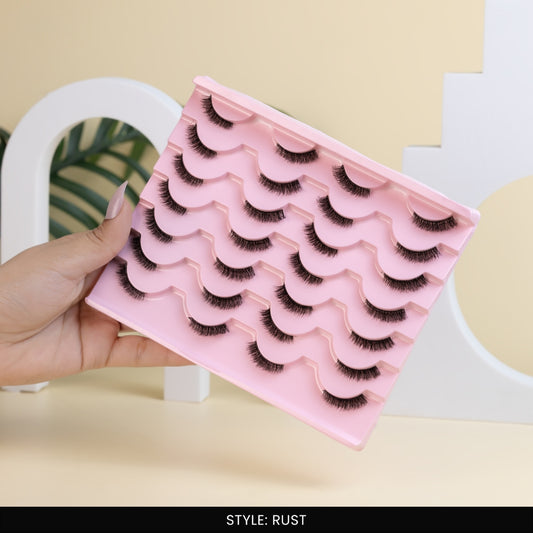 Rust False Eye Lashes | Half Lash Corner Style | Vegan Cruelty-Free | Pair of 14