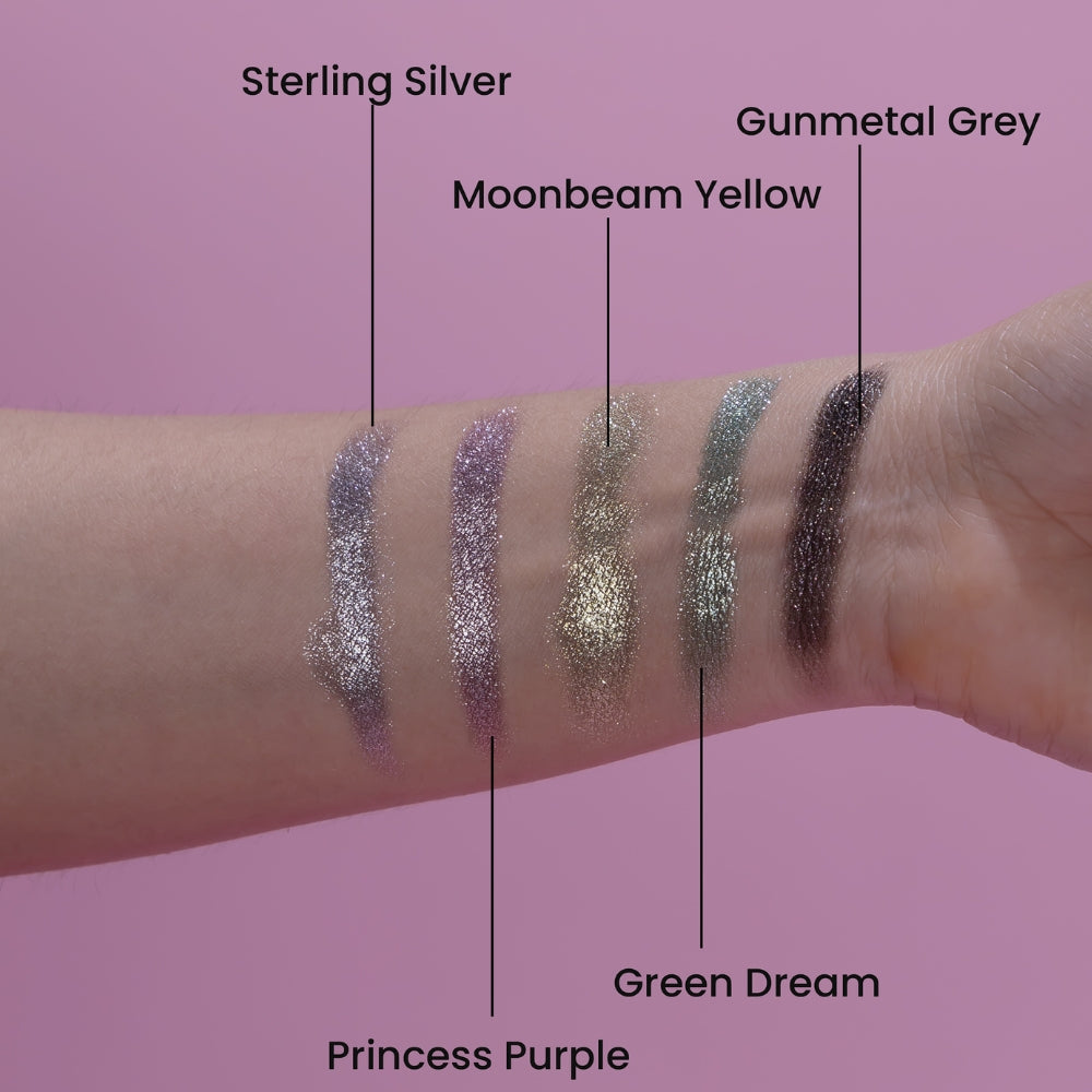 Midnight Magic 5 Colours Pressed Metallic Eyeshadow Palette | Multiple Shades | Blendable