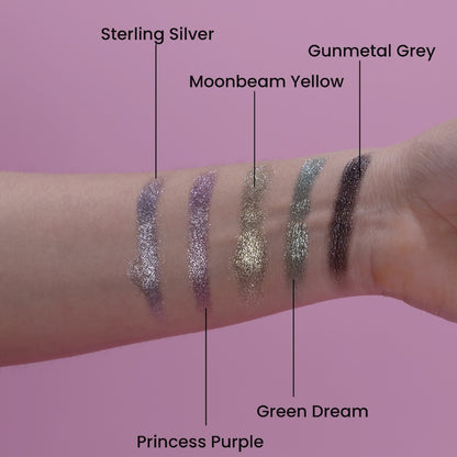 Midnight Magic 5 Colours Pressed Metallic Eyeshadow Palette | Multiple Shades | Blendable