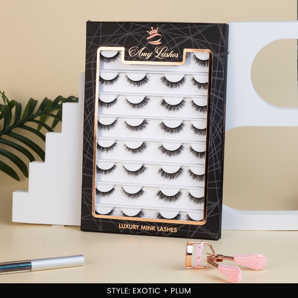 Exotic + Plum False Eye Lashes | Medium Occasion Wear | Vegan Cruelty-Free | Pair of 16