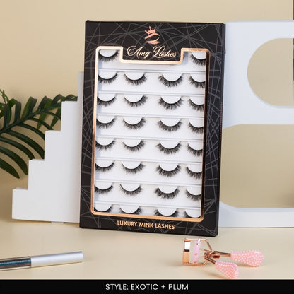 Exotic + Plum False Eye Lashes | Medium Occasion Wear | Vegan Cruelty-Free | Pair of 16