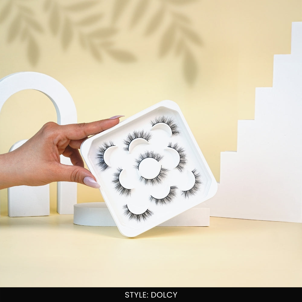 Dolcy False Eye Lashes | Natural Daily Wear | Vegan Cruelty-Free | Pair of 5