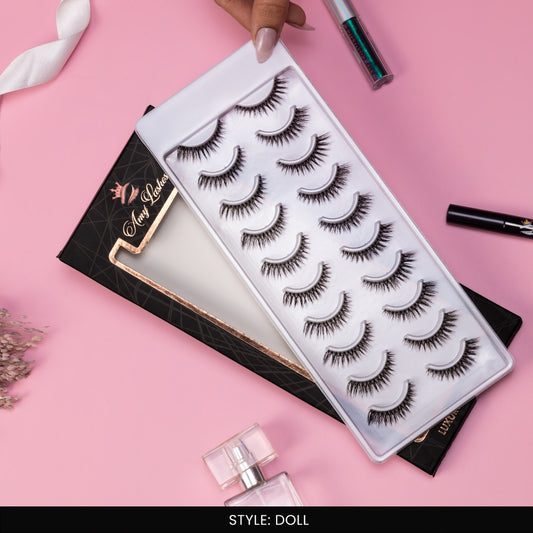 Doll False Eye Lashes | Medium Occasion Wear | Vegan Cruelty-Free | Pair of 10