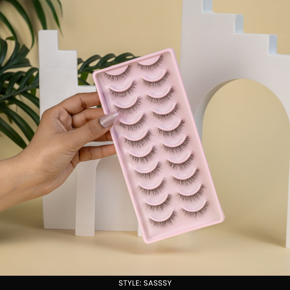 Sassy False Eye Lashes | Medium Occasion Wear | Vegan Cruelty-Free | Pair of 10
