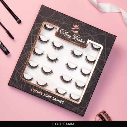 Saara False Eye Lashes | Medium Occasion Wear | Vegan Cruelty-Free | Pair of 10