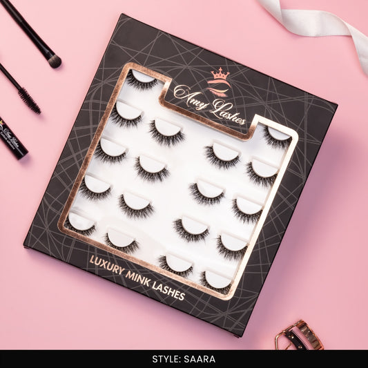 Saara False Eye Lashes | Medium Occasion Wear | Vegan Cruelty-Free | Pair of 10