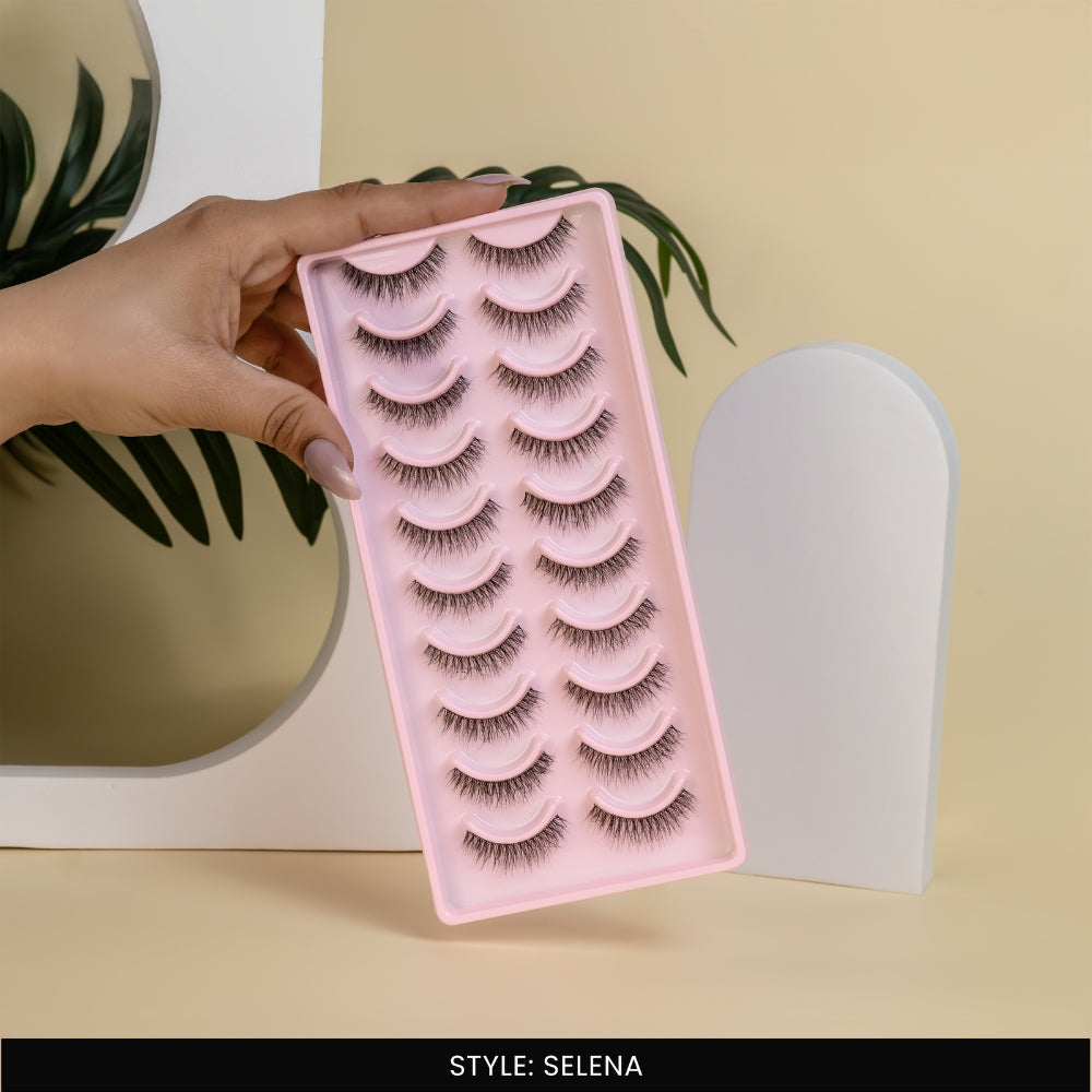 Selena False Eye Lashes | Medium Occasion Wear | Vegan Cruelty-Free | Pair of 10