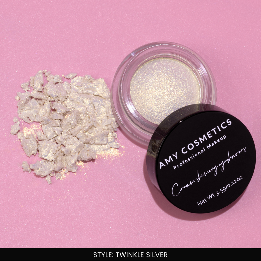 AMY LASHES Cream Shining Eyeshadow | Twinkle Silver | Metallic Finish | Pigmented Formula