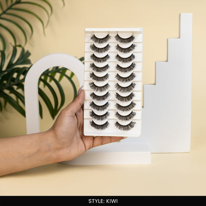 Kiwi False Eye Lashes | Medium Occasion Wear | Vegan Cruelty-Free | Pair of 10