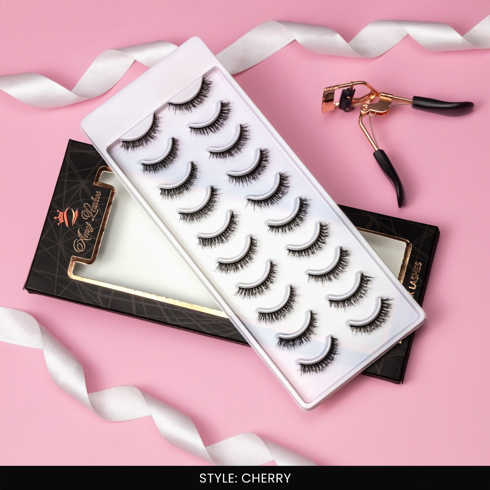 Cherry False Eye Lashes | Medium Occasion Wear | Vegan Cruelty-Free | Pair of 10