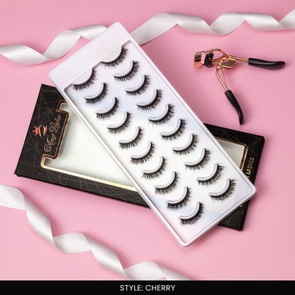 Cherry False Eye Lashes | Medium Occasion Wear | Vegan Cruelty-Free | Pair of 10