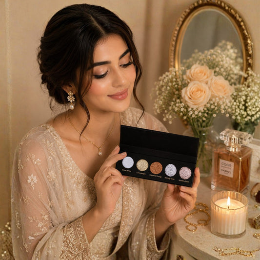 Glitz and Glam 5 Colours Pressed Metallic Eyeshadow Palette | Multiple Shades | Blendable