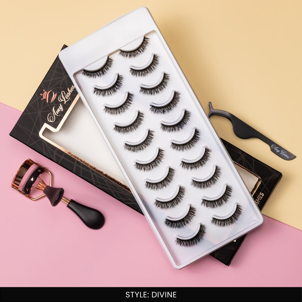 Divine False Eye Lashes | Bold Dramatic Glam | Vegan Cruelty-Free | Pair of 10