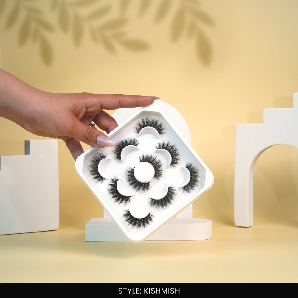 Kishmish False Eye Lashes | Natural Daily Wear | Vegan Cruelty-Free | Pair of 5