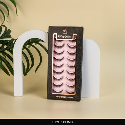 Bomb False Eye Lashes | Bold Dramatic Glam | Vegan Cruelty-Free | Pair of 10