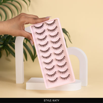 Katy False Eye Lashes | Medium Occasion Wear | Vegan Cruelty-Free | Pair of 10