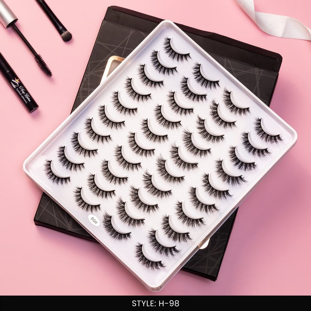 H-98 False Eye Lashes | Bold Dramatic Glam | Vegan Cruelty-Free | Pair of 20