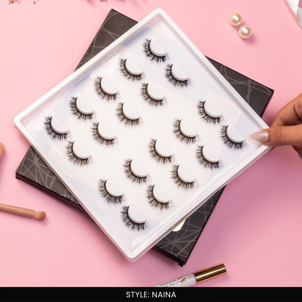 Naina False Eye Lashes | Medium Occasion Wear | Vegan Cruelty-Free | Pair of 10