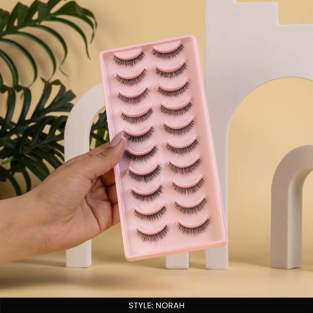 Norah False Eye Lashes | Bold Dramatic Glam | Vegan Cruelty-Free | Pair of 10