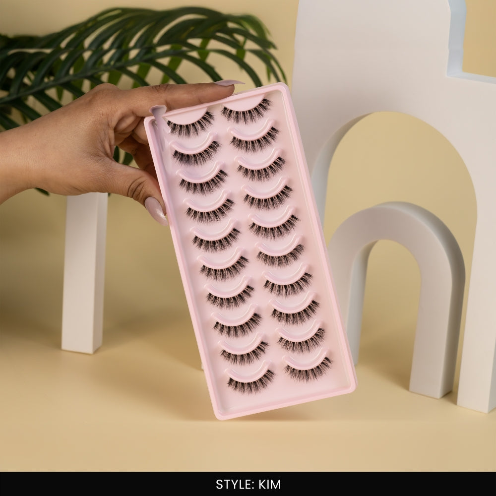 KIM False Eye Lashes | Bold Dramatic Glam | Vegan Cruelty-Free | Pair of 10