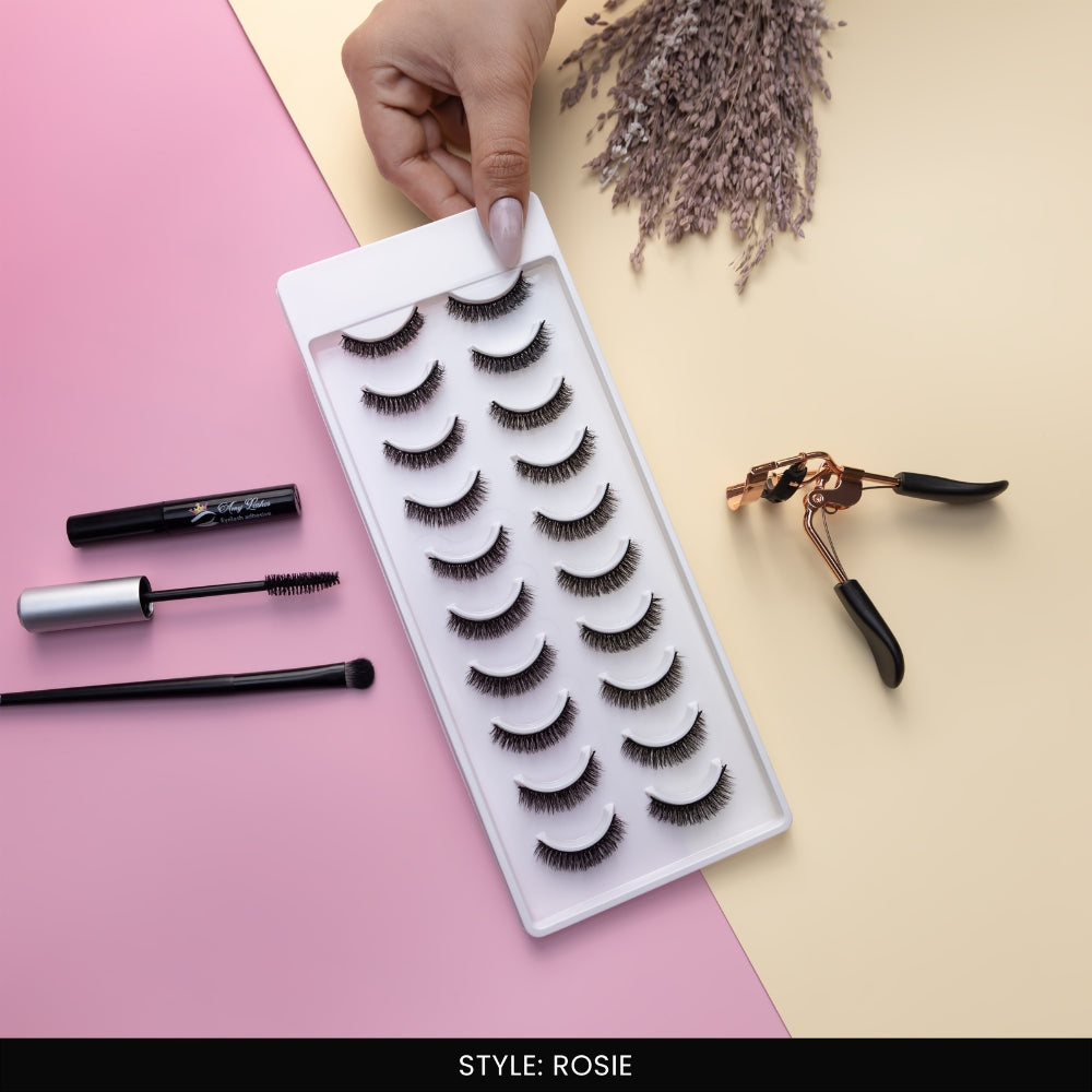 Rosie False Eye Lashes | Bold Dramatic Glam | Vegan Cruelty-Free | Pair of 10