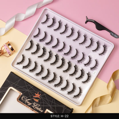 H-22 False Eye Lashes | Bold Dramatic Glam | Vegan Cruelty-Free | Pair of 20