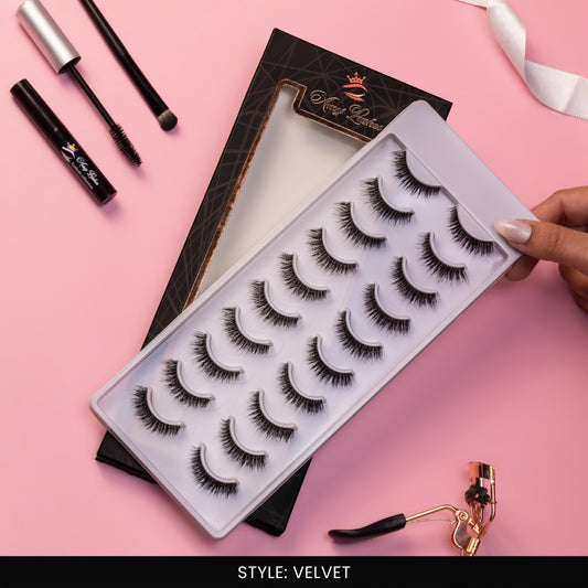 Velvet False Eye Lashes | Bold Dramatic Glam | Vegan Cruelty-Free | Pair of 10