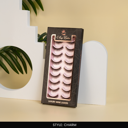 Charm False Eye Lashes | Medium Occasion Wear | Vegan Cruelty-Free | Pair of 10