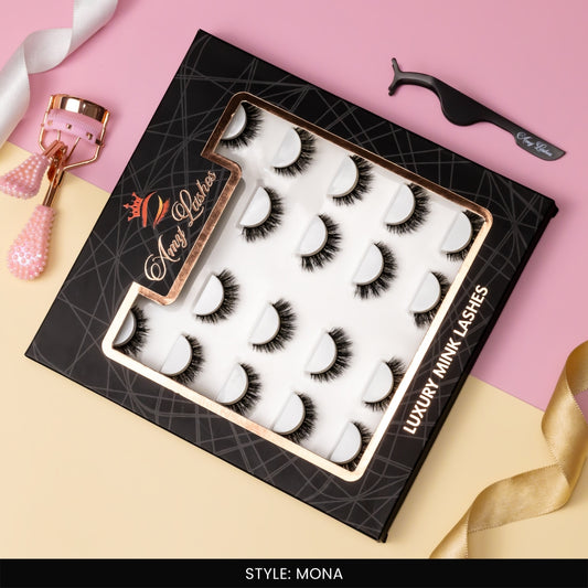 Mona False Eye Lashes | Medium Occasion Wear | Vegan Cruelty-Free | Pair of 10
