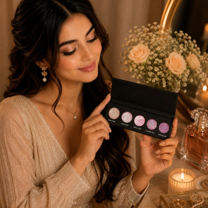 Pink Obsessed 5 Colours Pressed Metallic Eyeshadow Palette | Multiple Shades | Blendable