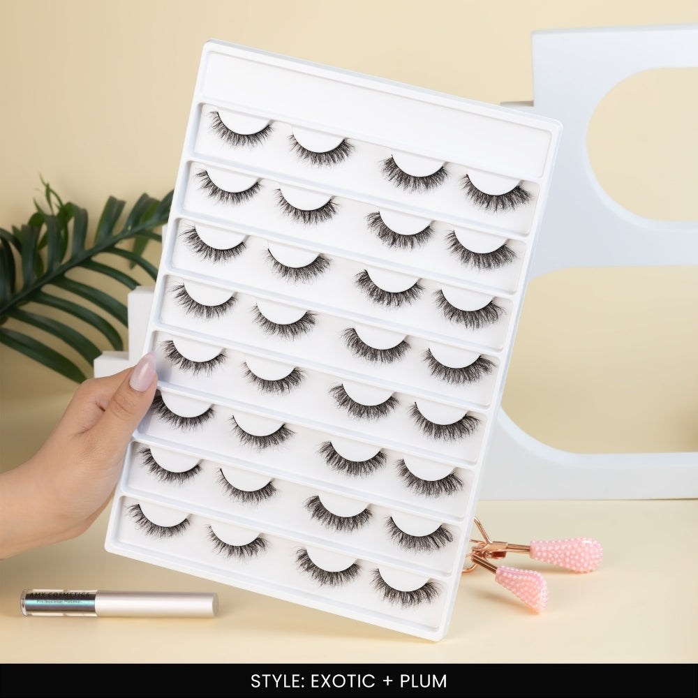 Exotic + Plum False Eye Lashes | Medium Occasion Wear | Vegan Cruelty-Free | Pair of 16