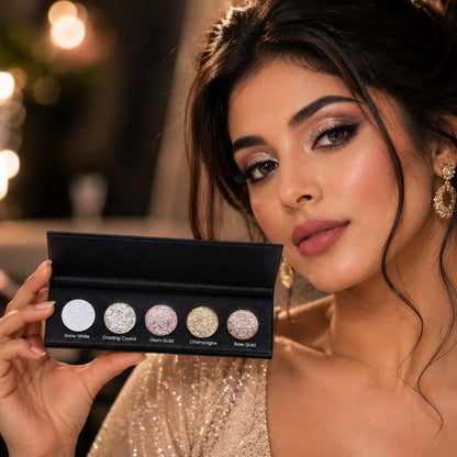 Golden Hour 5 Colours Pressed Metallic Eyeshadow Palette | Multiple Shades | Blendable