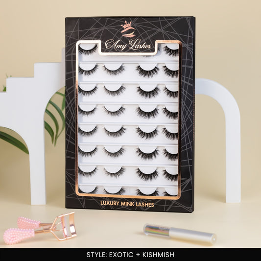 Kishmish + Exotic False Eye Lashes | Medium Occasion Wear | Vegan Cruelty-Free | Pair of 16