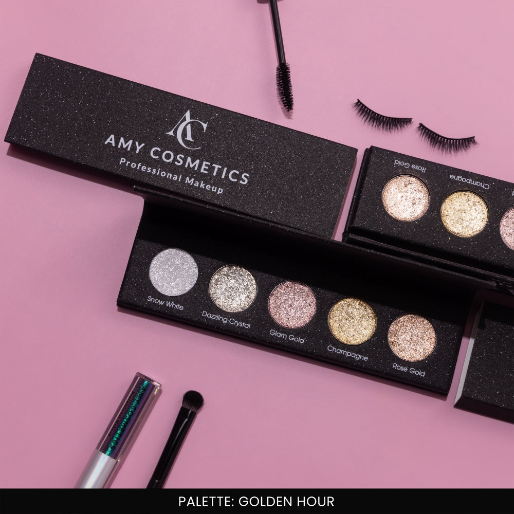 Golden Hour 5 Colours Pressed Metallic Eyeshadow Palette | Multiple Shades | Blendable