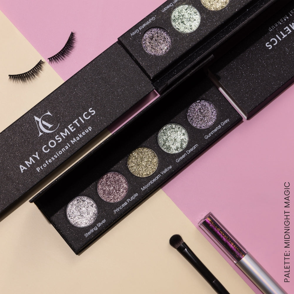 Midnight Magic 5 Colours Pressed Metallic Eyeshadow Palette | Multiple Shades | Blendable