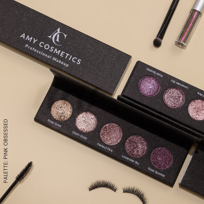 Pink Obsessed 5 Colours Pressed Metallic Eyeshadow Palette | Multiple Shades | Blendable